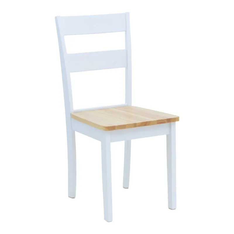 Scaun pentru sufragerie York, alb-Natural, lemn/piele eco, 39x47x89 cm - Alb