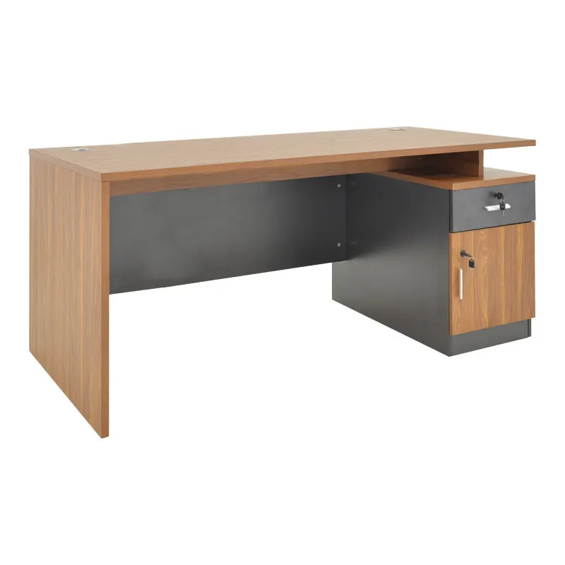 Birou profesional cu spatiu de munca Oscar, Nuanta nuc-gri închis, lemn, 180x90x76 cm - Nuc