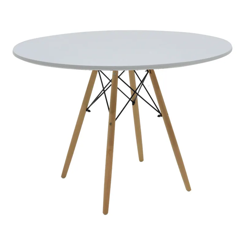 Masa rotunda Julita, alb și lemn de fag, Natural, D120x73 cm - Alb