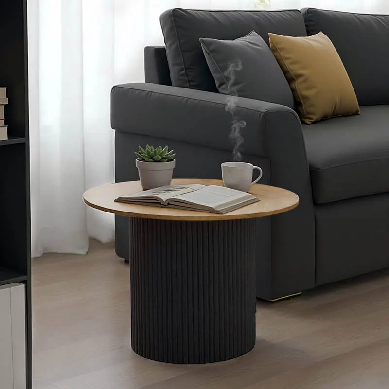 Masuta de cafea Dovel, MDF si metal, D70x45 cm - Sonoma-Negru