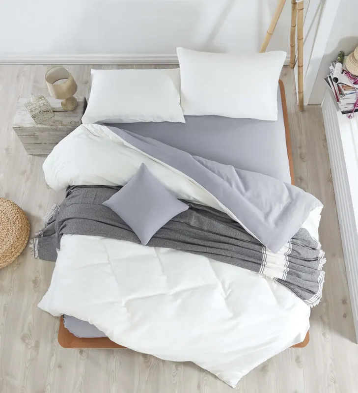 Set Lenjerie de pat double, Crem, 220 x 200 cm,65% Bumbac / 35% POLYESTER - Crem