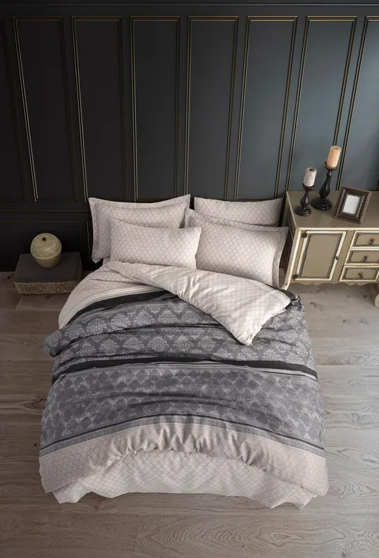 Set Lenjerie de pat double, 200 x 220 cm - Gri