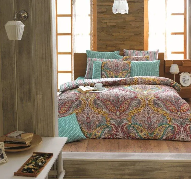 Set Lenjerie de pat double, Verde, 220x200 cm - Verde
