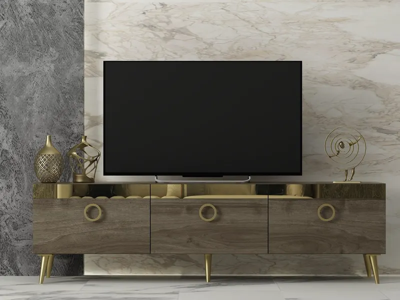 Comoda TV Safar - Walnut, Nuc, 45x30x150 cm - Nuc