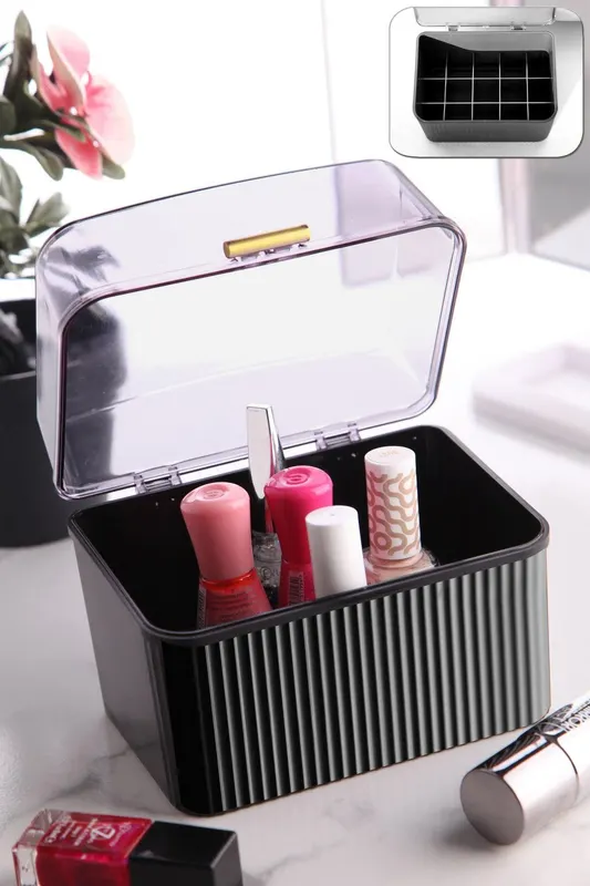Organizator de machiaj Pufwin, Gri, 14 x 12 x 10 cm - Gri