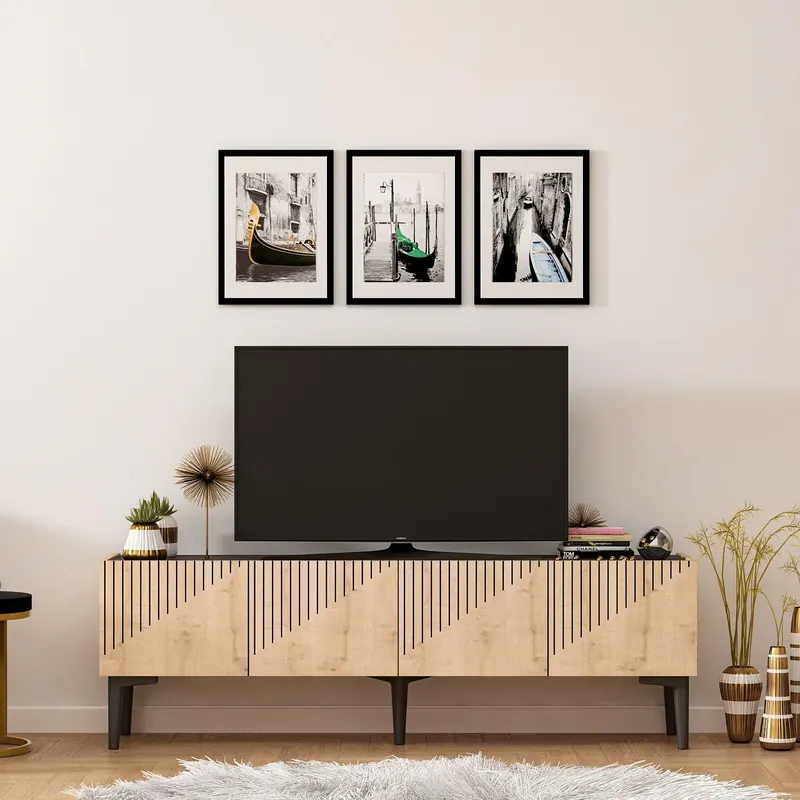 Comoda TV Finaxo cu 2 Compartimente , 154 x 45 x 37 cm - Stejar
