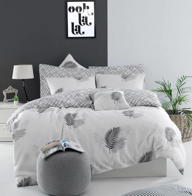 Set Lenjerie de pat double, Gri, 220x200 cm - Gri