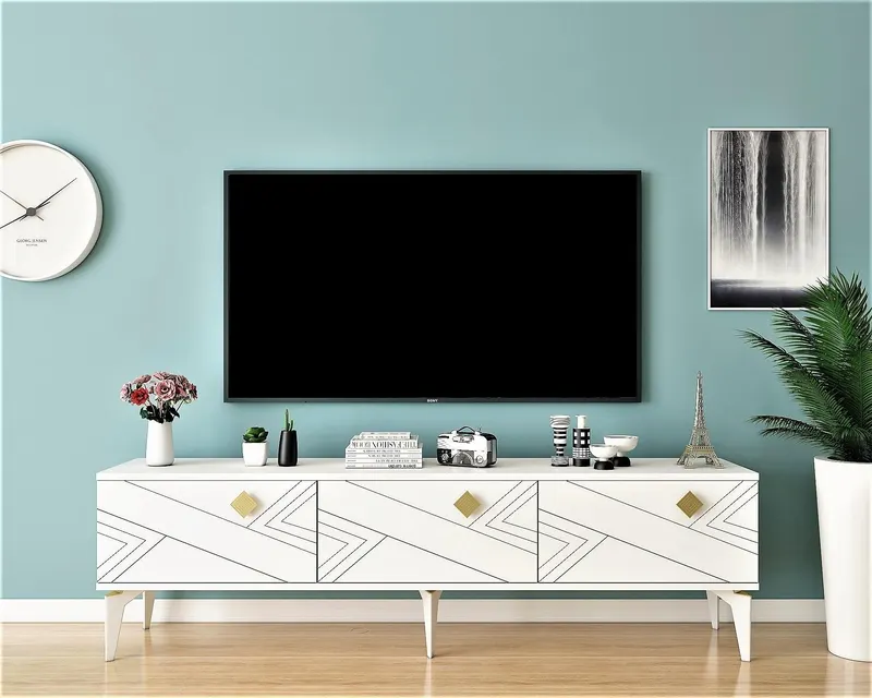 Comoda Tv Hayri cu 3 Usi, 180x29.6x44.6 cm - Alb
