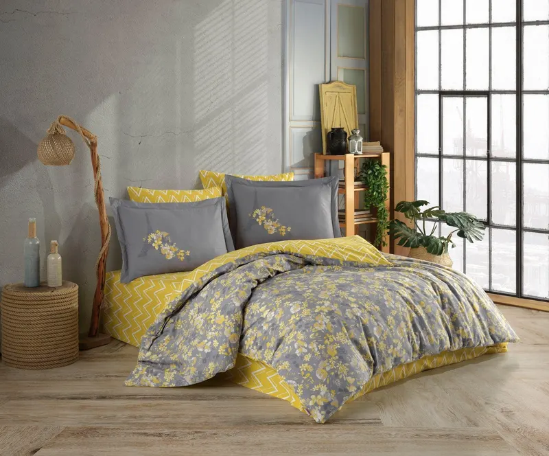 Set Lenjerie de pat double Sunny, 200 x 220 cm - Galben