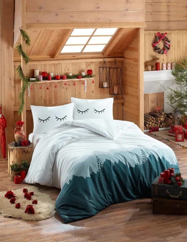 Set Lenjerie de pat o persoana , Alb, 220 x 160 cm,100% Bumbac Ranforce - Alb