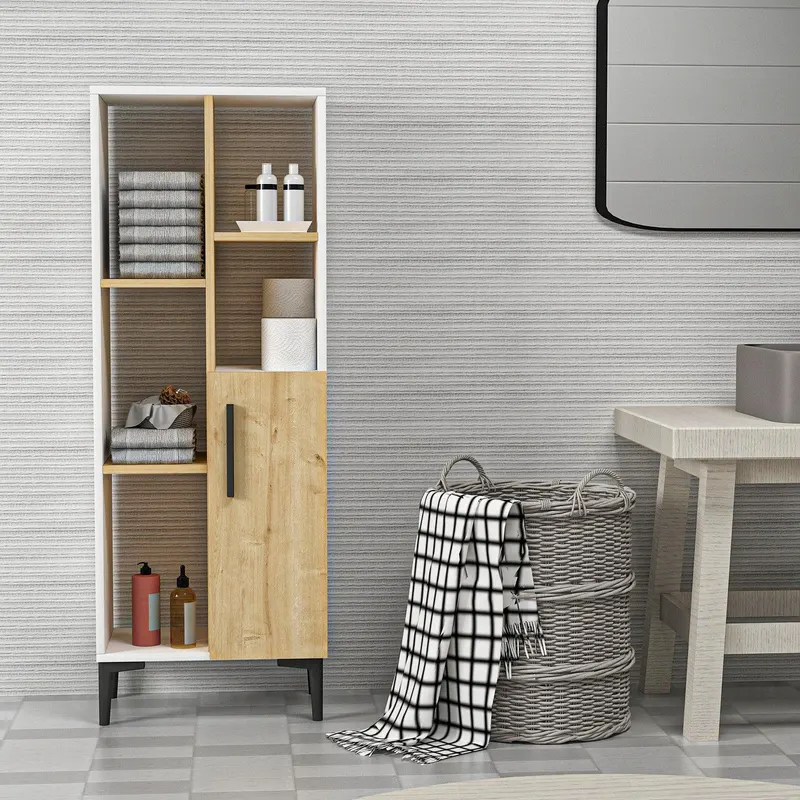 Dulap de Baie Jorge cu 5 Rafturi si Usa , 50 x 139 x 30 cm - Alb
