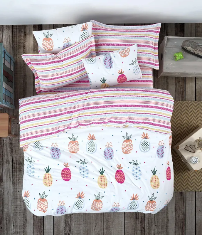 Set Lenjerie de pat double, Alb, 220x200 cm - Alb
