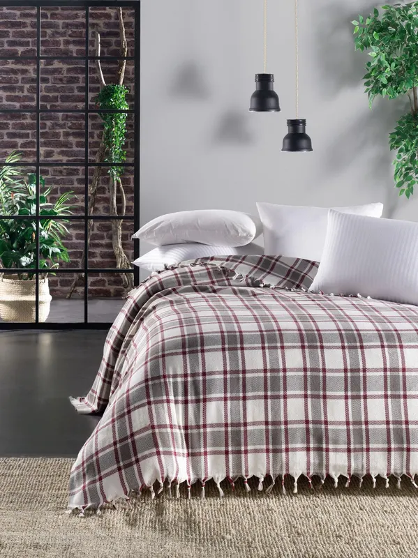 Cuvertură de pat double, Crem, 240 x 200 cm,100% Bumbac - Crem
