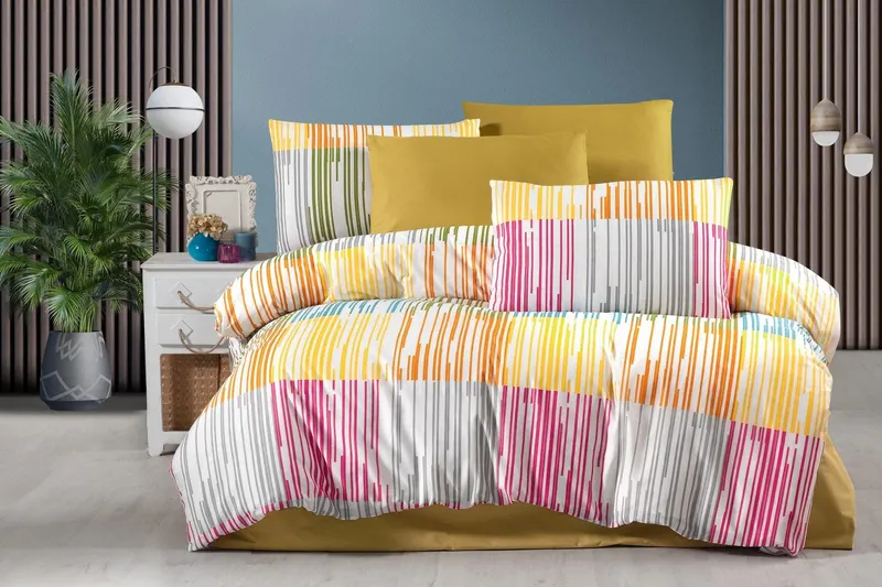 Set Lenjerie de pat double, 200 x 220 cm - Multicolor
