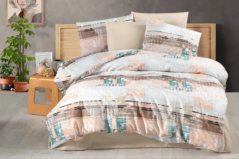 Set Lenjerie de pat double, 200 x 220 cm - Multicolor