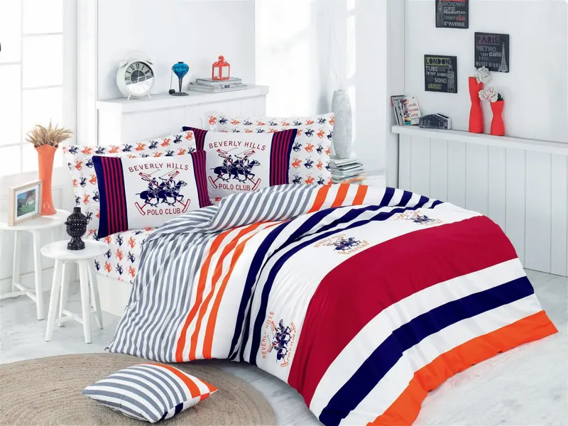 Set Lenjerie de pat double, Alb, 220 x 160 cm,100% Bumbac Ranforce - Alb