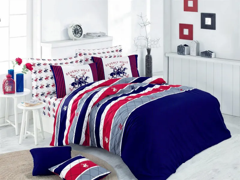 Set Lenjerie de pat double, Alb, 220 x 160 cm,100% Bumbac Ranforce - Alb