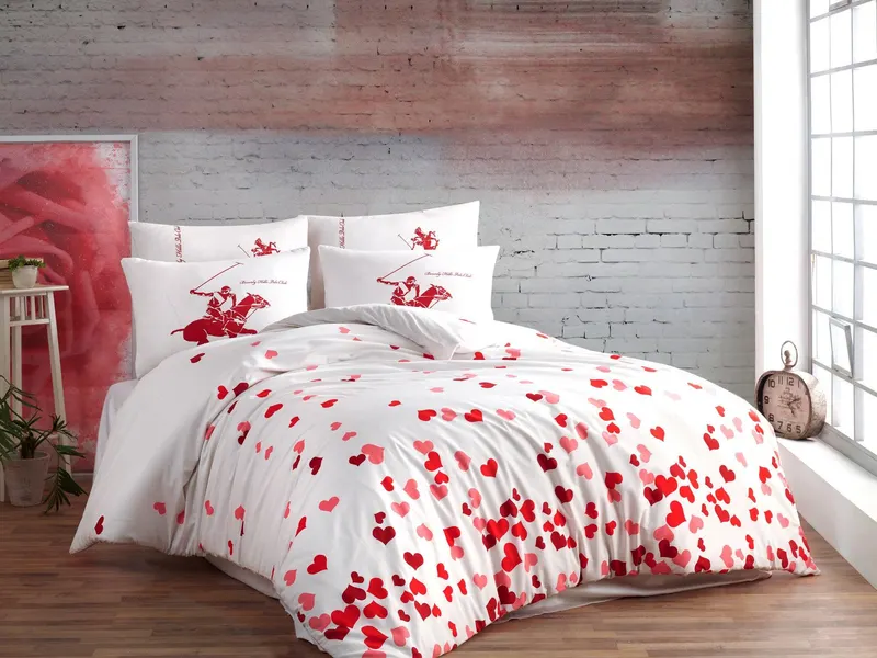Set Lenjerie de pat double, Roz, 220 x 160 cm,100% Bumbac Ranforce - Roz