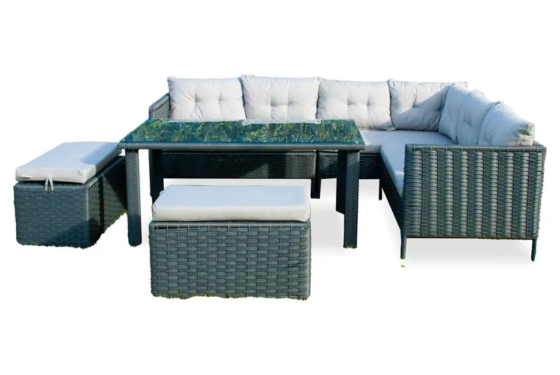 Set De Lounge De Grădină Paris, Maro Inchis, 4 bucati - Gri