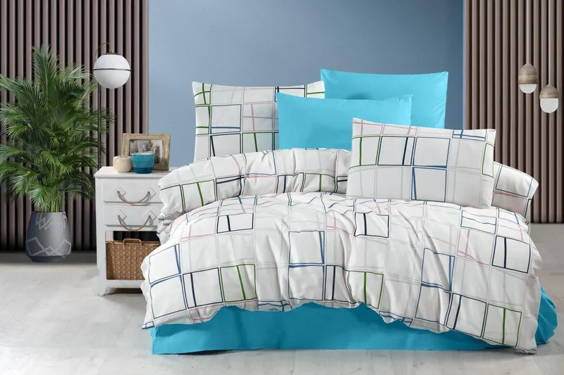 Set Lenjerie de pat double, 200 x 220 cm - Multicolor