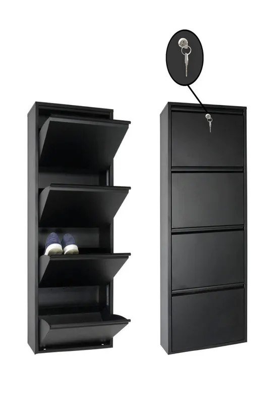 Pantofar Miko cu cheie, 4 compartimente, 50 X 137 X 15 Cm - Negru