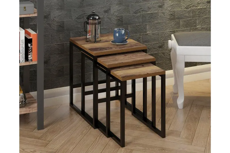 Set Masuta Cafea 3 bucati Macroparad, Negru, 44x40x51 cm - Negru