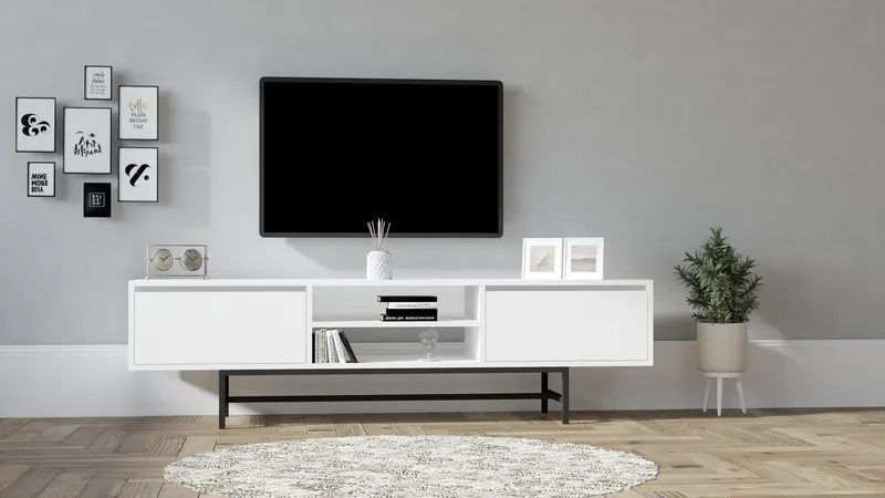 Comoda Tv Tauber - White, Alb, 180 x 50 x 40 cm - Alb