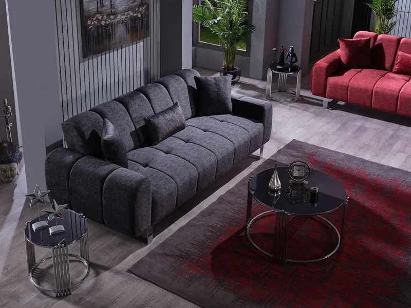 Masa de Sufragarie Lux cu Sticla, 3 buc, Metal Crom, 60 x 45 x 60 cm - Multicolor