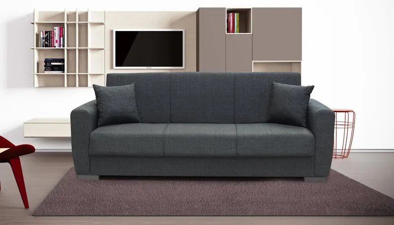 Canapea extensibilă 3 locuri Divanway, cu ladă de depozitare, Diverse culori, 210x75x80 cm - Gri închis