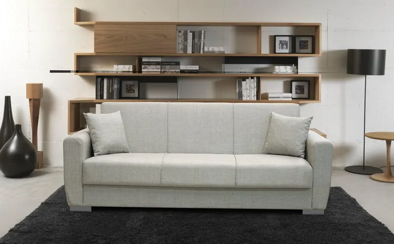 Canapea extensibilă 3 locuri Divanway, cu ladă de depozitare, Diverse culori, 210x75x80 cm - Gri deschis