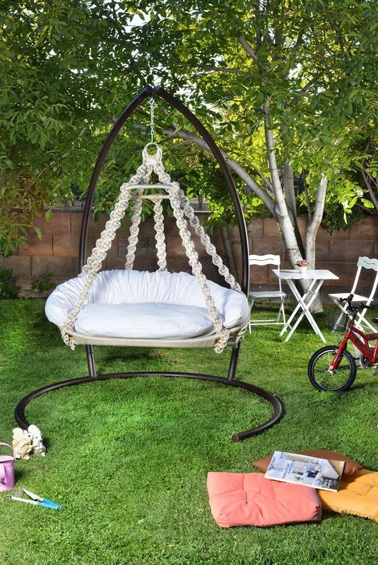 Balansoar de gradina cu 2 locuri Ahtapot, Crem - Crem