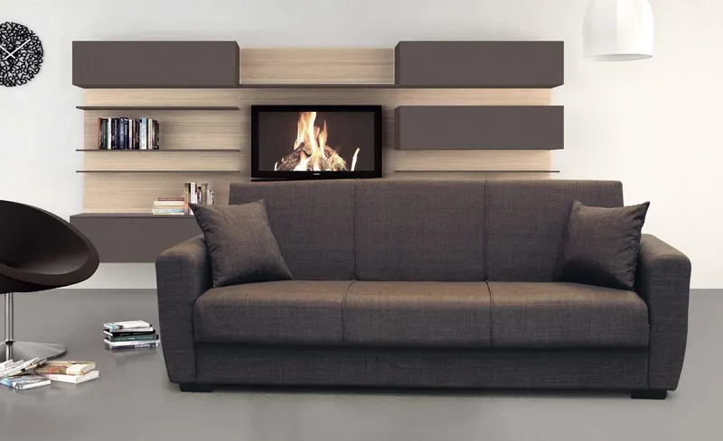 Canapea extensibilă 3 locuri Starex, cu ladă de depozitare, Diverse culori, 210x75x80 cm - Maro