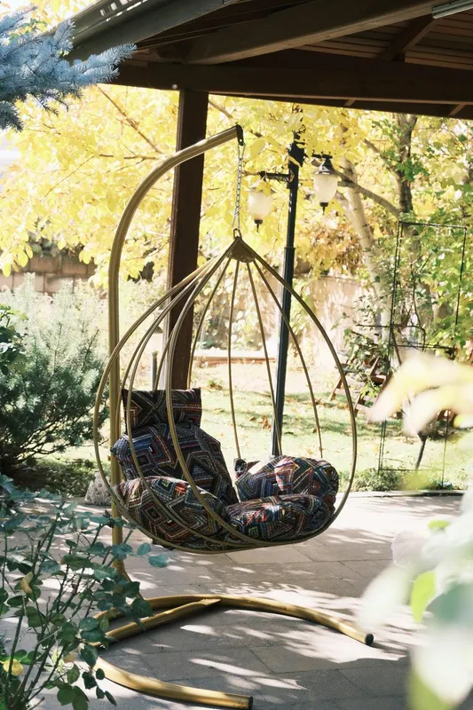 Balansoar de Gradina Alma cu un Singur Loc, Auriu, 110 X 196 X 110 Cm - Multicolor
