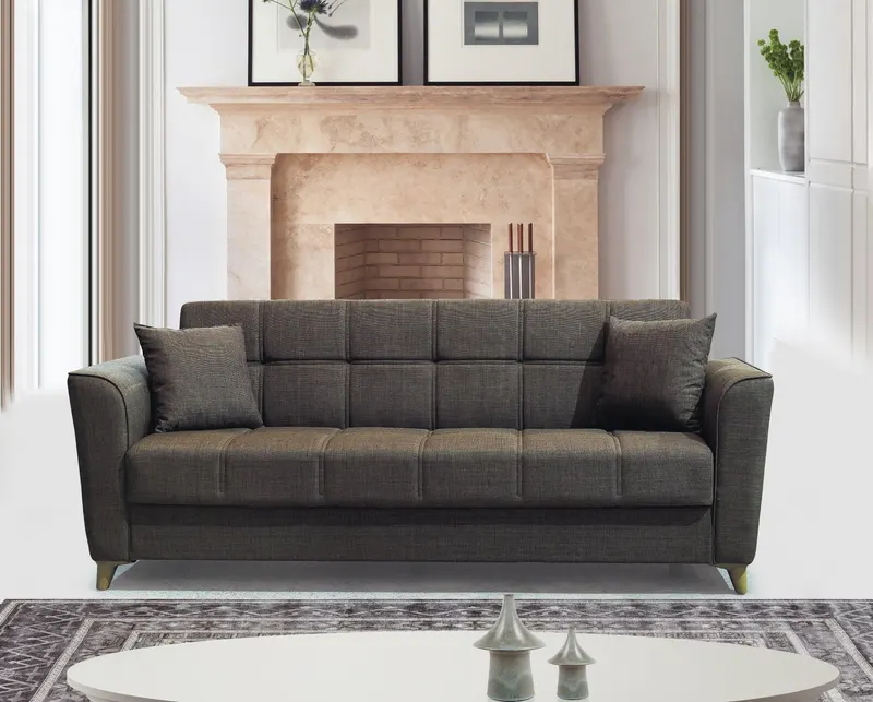 Canapea extensibilă 3 locuri Vivo, cu ladă de depozitare, Diverse culori, 210x75x80 cm - Maro