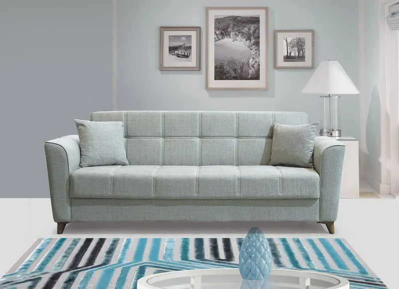 Canapea extensibilă 3 locuri Vivo, cu ladă de depozitare, Diverse culori, 210x75x80 cm - Gri deschis