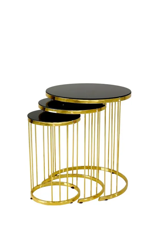 MASUTA DE CAFEA Çubuklu Nesting Table, Aur, 28x46x28 cm - arsiv7