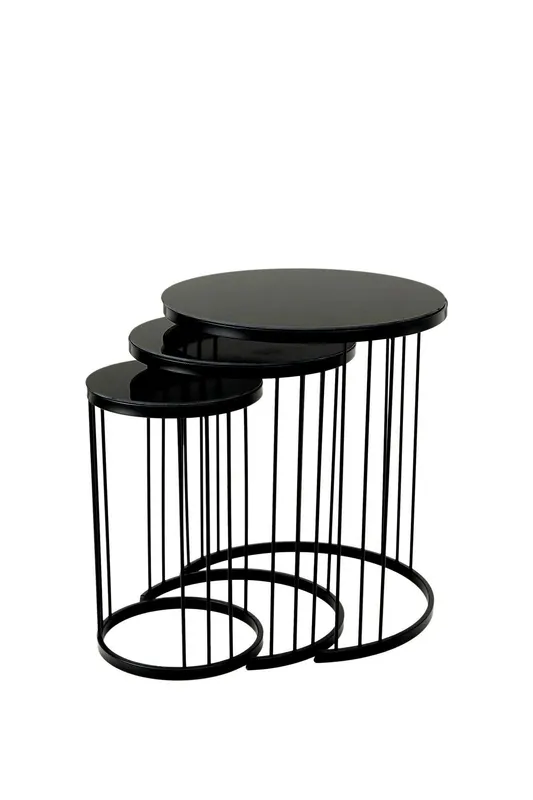 MASUTA DE CAFEA Çubuklu Nesting Table, Aur, 28x46x28 cm - Negru
