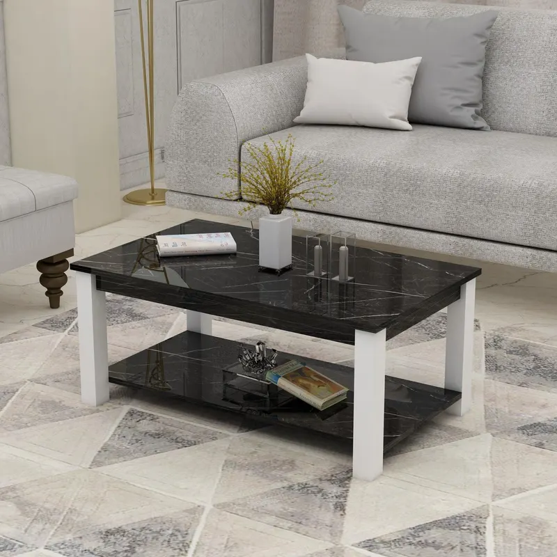Masuta De Cafea Lux Refik cu Picioarele Compozit 90 X 45 X 50 Cm - Negru