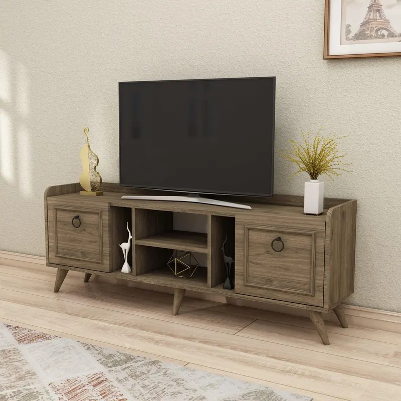 Comoda Tv Ana cu Usa si Rafturi, 150 X 55 X 35 Cm - Nuc