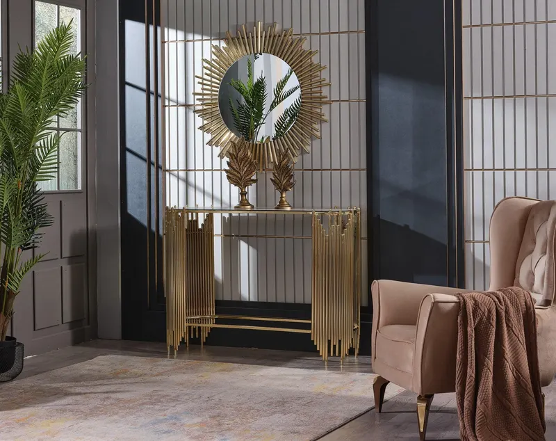 Oglinda decorativa Zen Mirror, Crom, 90 x 90 x 2 cm - Auriu