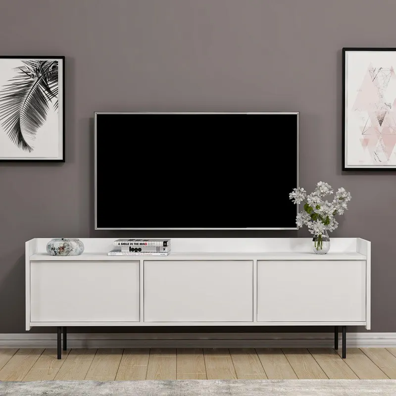 COMODA TV Atlas - White, Alb, 184x63x37 cm - Alb