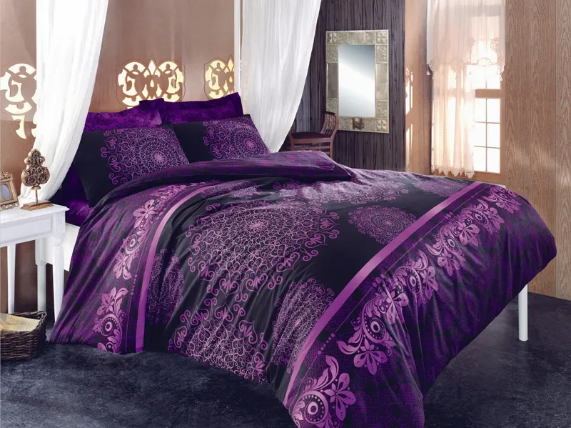 Set Lenjerie de pat double, Violet, 220x200 cm - Mov