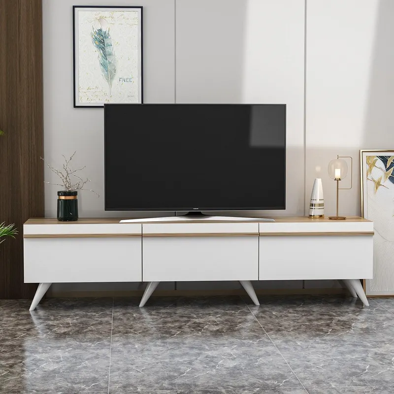 COMODA TV Valentina - White, Alb, 35x42x180 cm - Alb