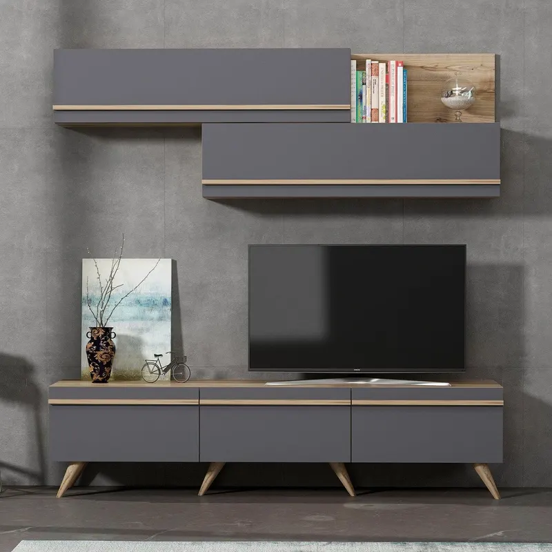 COMODA TV Amsterdam TV Unit, Gri, 180x42x35 cm - arsiv8