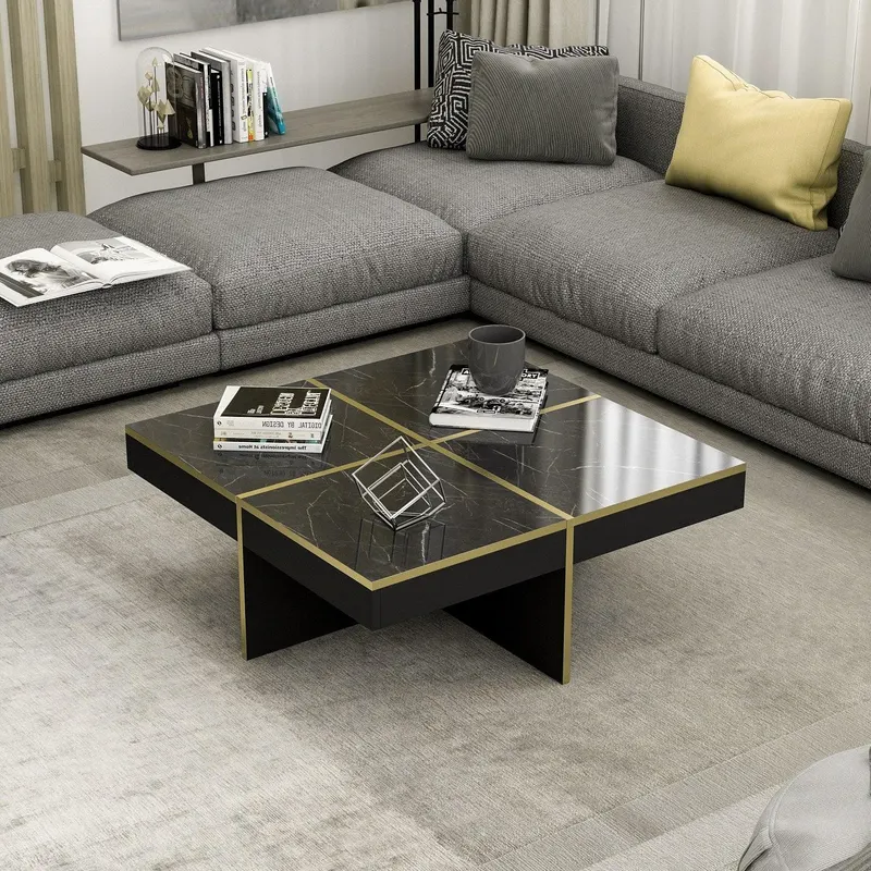 Masuta de Cafea Diamond, Negru, 90x35x90 cm - Negru