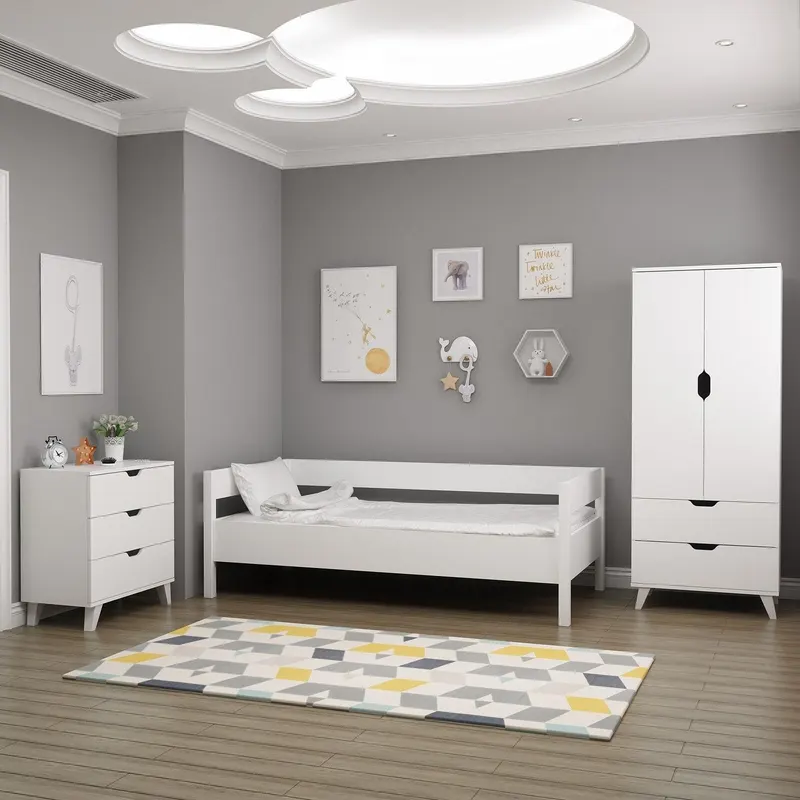 Set Mobila Dormitor Valencia 3 - White, Alb, 100x200x69 cm - Alb