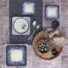 Serviciu de masa, Set 24 piese pentru cina, Portelan, Albastru - Albastru