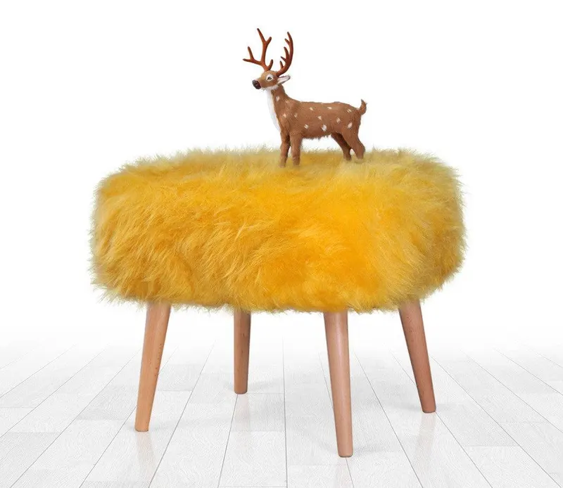 Taburet Puf Lux , Alb - Galben - Mov, 42x45x50 cm - Galben