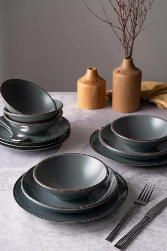 Set de cină, Albastru, 25x3x25 cm - Albastru