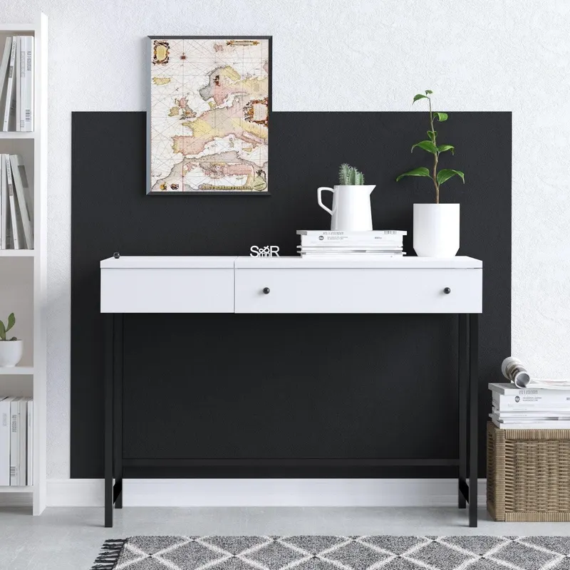 Birou Fom cu sertar si capac, Alb, 100 x 74 x 45 cm - Alb
